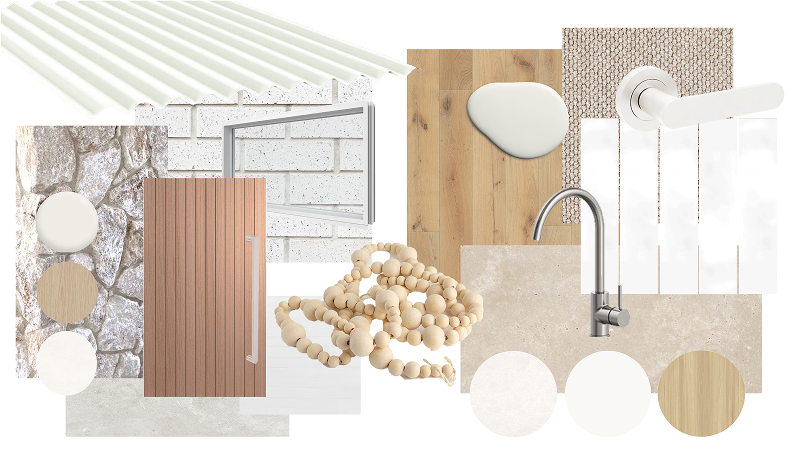 Inspired by the soft coastal light of Glenelg. Combining pale mineral tones, neutral whites, and sun-washed timber textures, this scheme delivers an airy, effortless, and refined aesthetic for contemporary coastal living.
